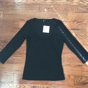 NWT black lacing sleeve top